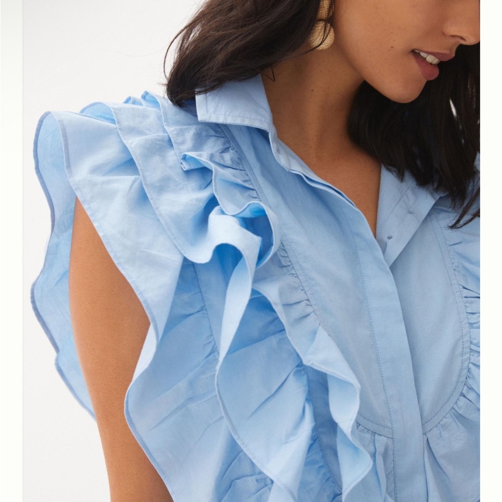 Maeve Ruffled Button-Front Mini Dress Size 4 - Picture 3 of 8